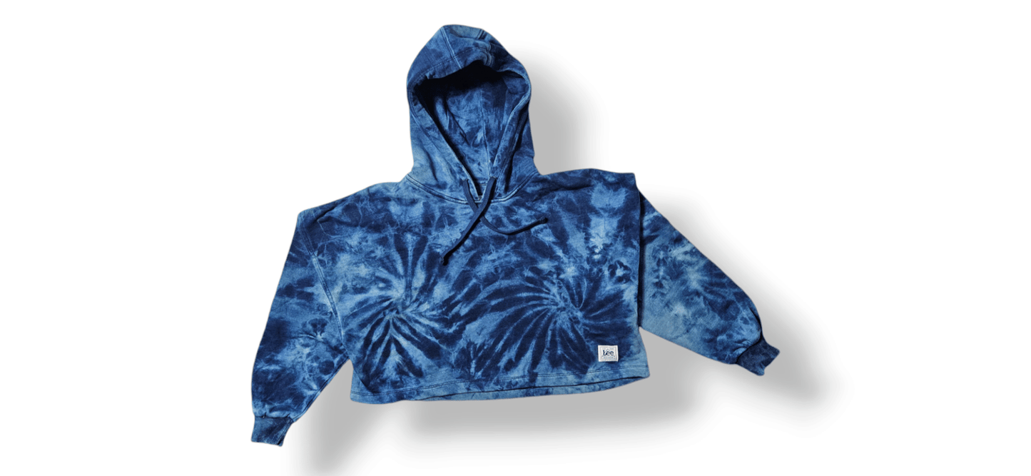 Tie Dye Indigo Cropped Hoodies