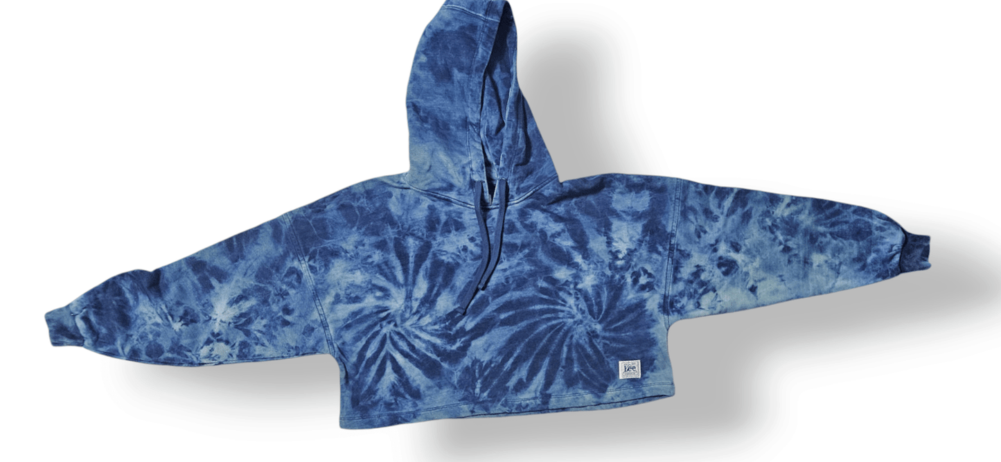 Tie Dye Indigo Cropped Hoodies