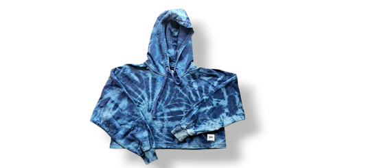 Tie Dye Indigo Cropped Hoodies